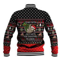 Sloth All I Want For Christmas Baseball Jacket Xmas Holiday Patterns - Wonder Print Shop