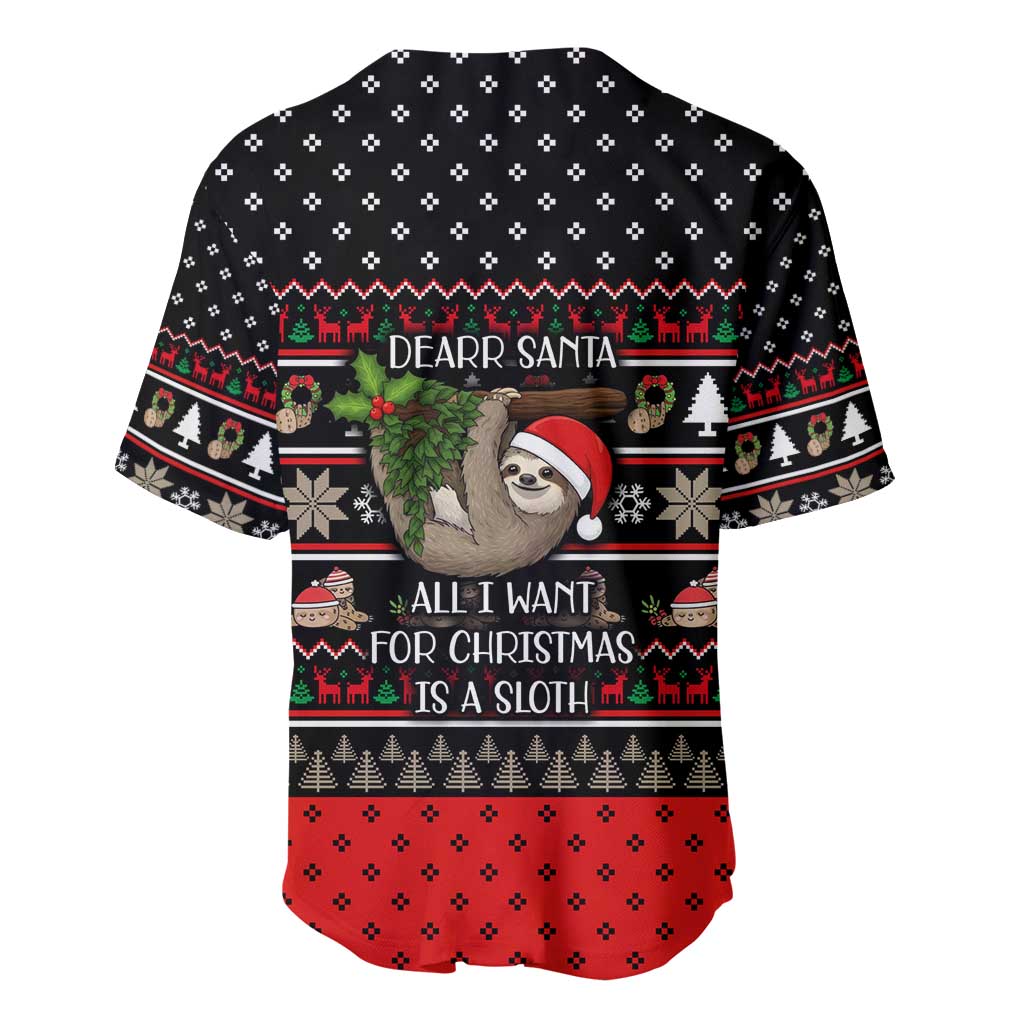 Sloth All I Want For Christmas Baseball Jersey Xmas Holiday Patterns - Wonder Print Shop