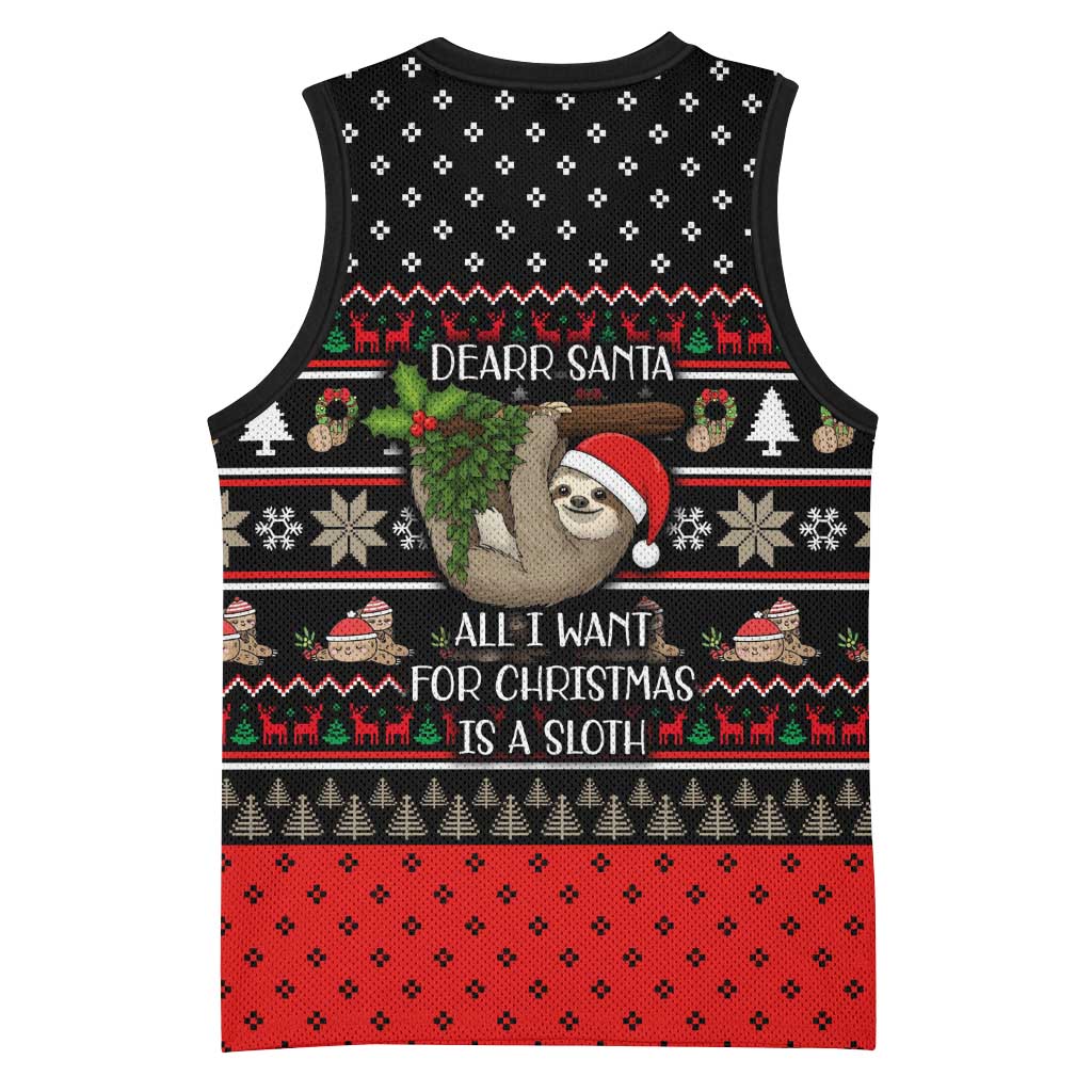Sloth All I Want For Christmas Basketball Jersey Xmas Holiday Patterns - Wonder Print Shop