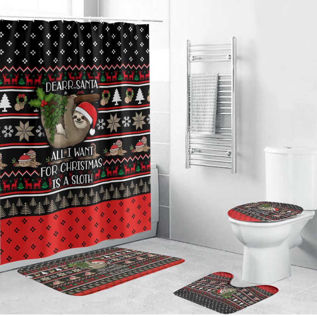 Sloth All I Want For Christmas Bathroom Set Xmas Holiday Patterns - Wonder Print Shop