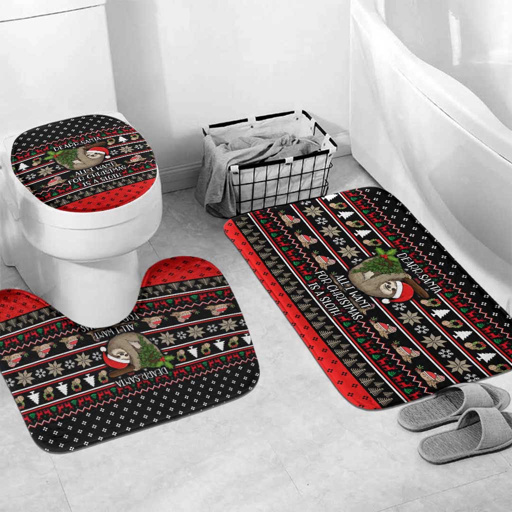 Sloth All I Want For Christmas Bathroom Set Xmas Holiday Patterns - Wonder Print Shop