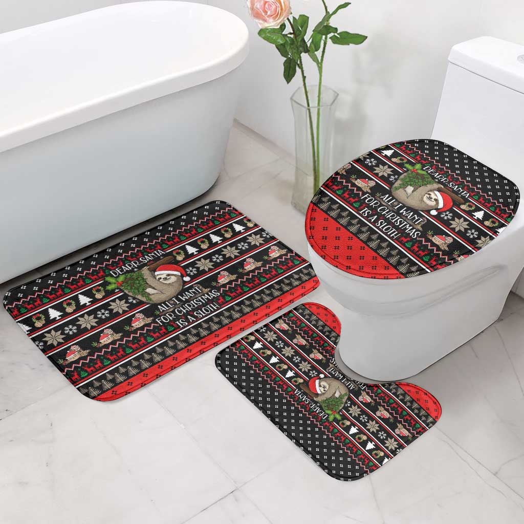 Sloth All I Want For Christmas Bathroom Set Xmas Holiday Patterns - Wonder Print Shop