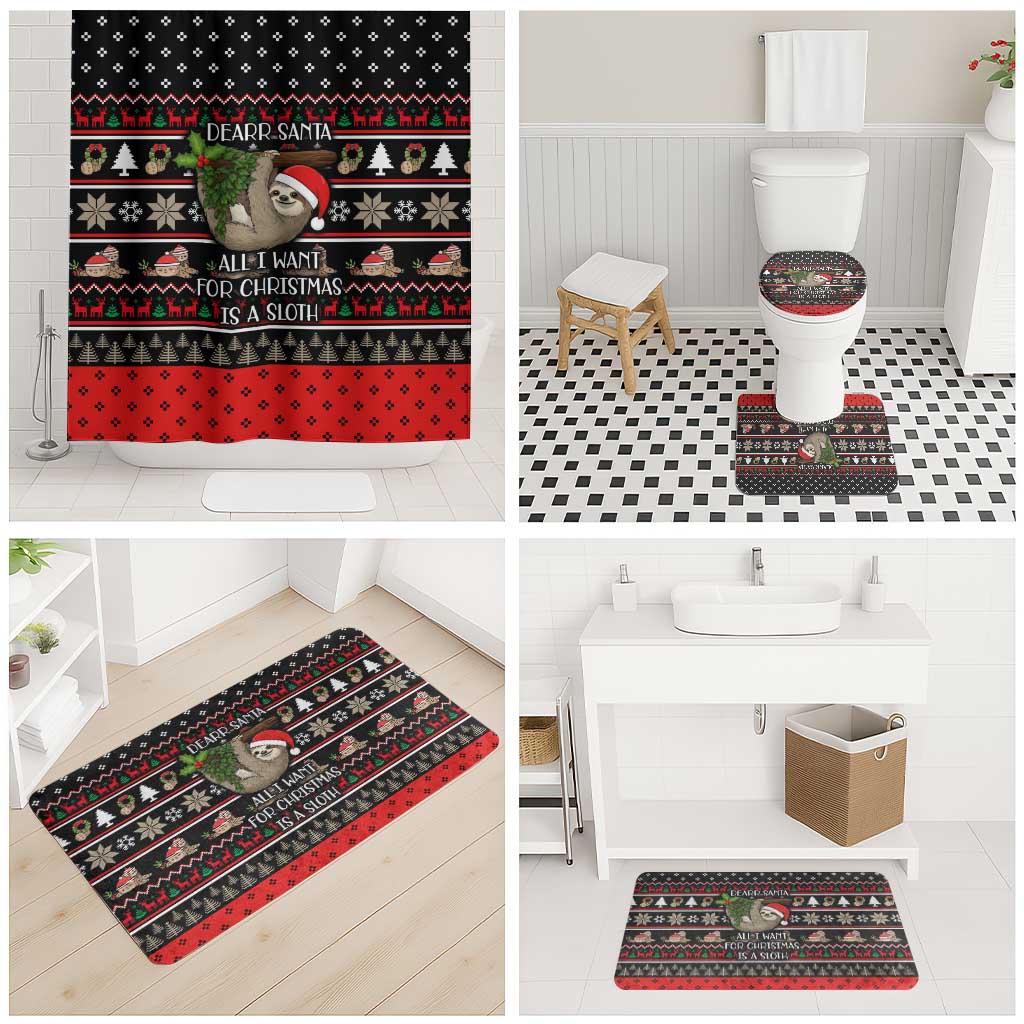 Sloth All I Want For Christmas Bathroom Set Xmas Holiday Patterns - Wonder Print Shop