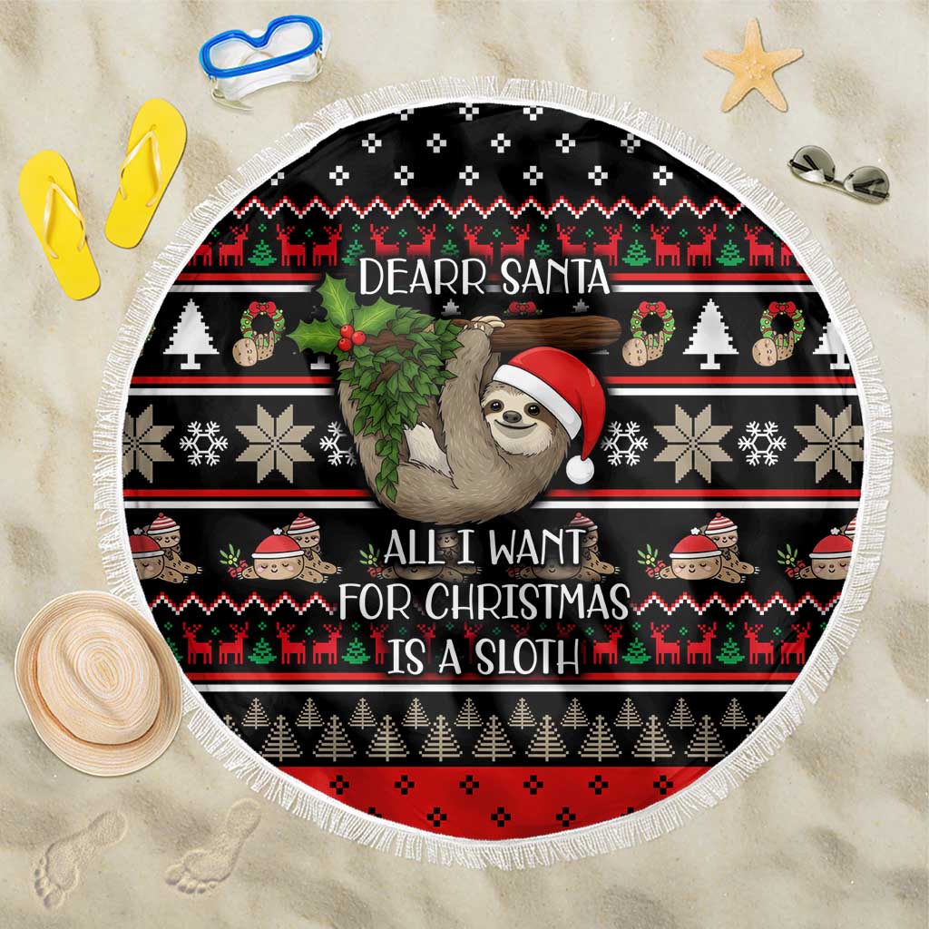 Sloth All I Want For Christmas Beach Blanket Xmas Holiday Patterns - Wonder Print Shop