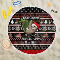 Sloth All I Want For Christmas Beach Blanket Xmas Holiday Patterns - Wonder Print Shop