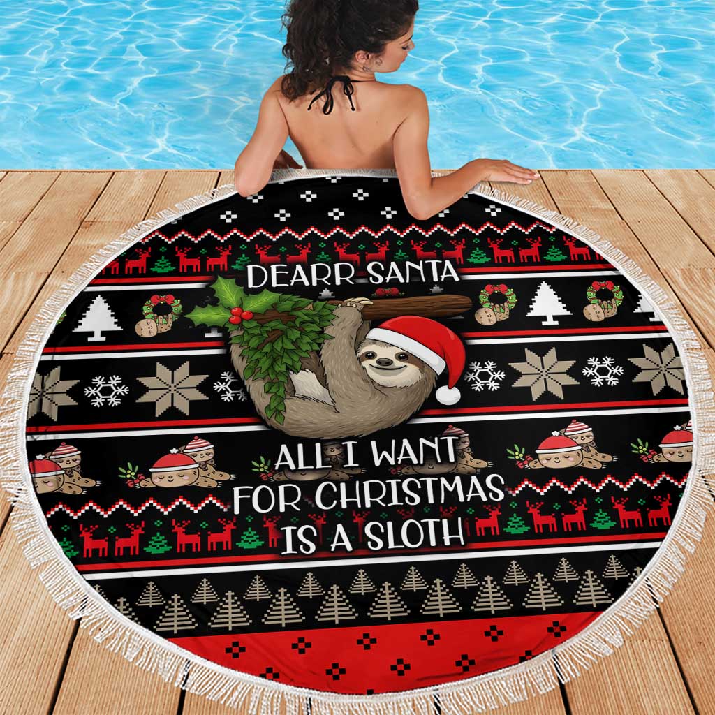 Sloth All I Want For Christmas Beach Blanket Xmas Holiday Patterns - Wonder Print Shop