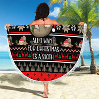 Sloth All I Want For Christmas Beach Blanket Xmas Holiday Patterns - Wonder Print Shop