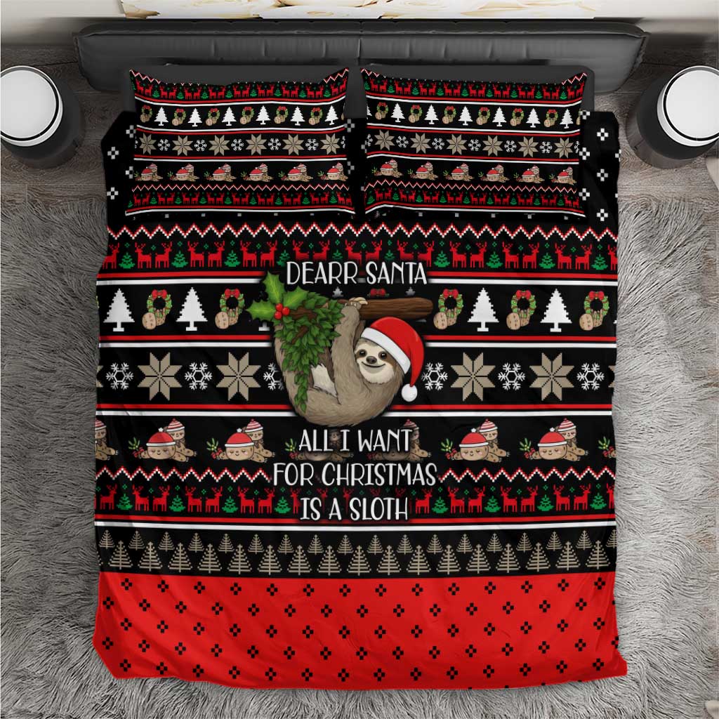 Sloth All I Want For Christmas Bedding Set Xmas Holiday Patterns - Wonder Print Shop