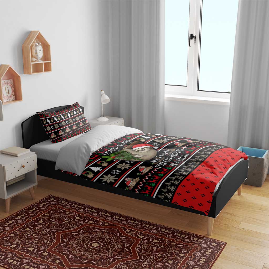 Sloth All I Want For Christmas Bedding Set Xmas Holiday Patterns - Wonder Print Shop