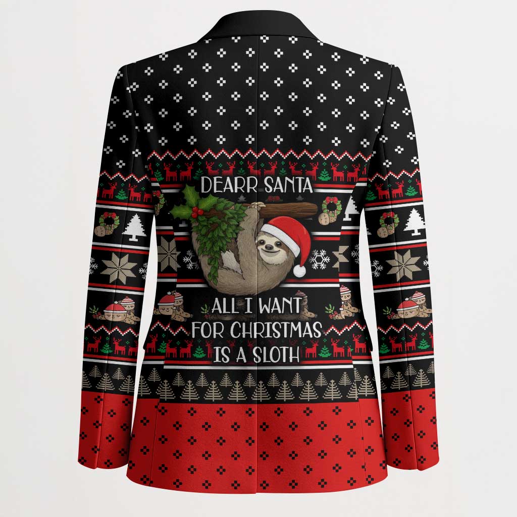 Sloth All I Want For Christmas Blazer Xmas Holiday Patterns - Wonder Print Shop