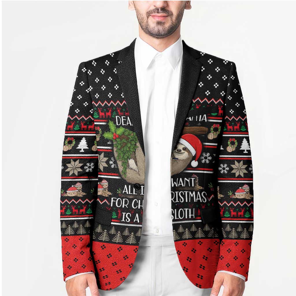 Sloth All I Want For Christmas Blazer Xmas Holiday Patterns - Wonder Print Shop