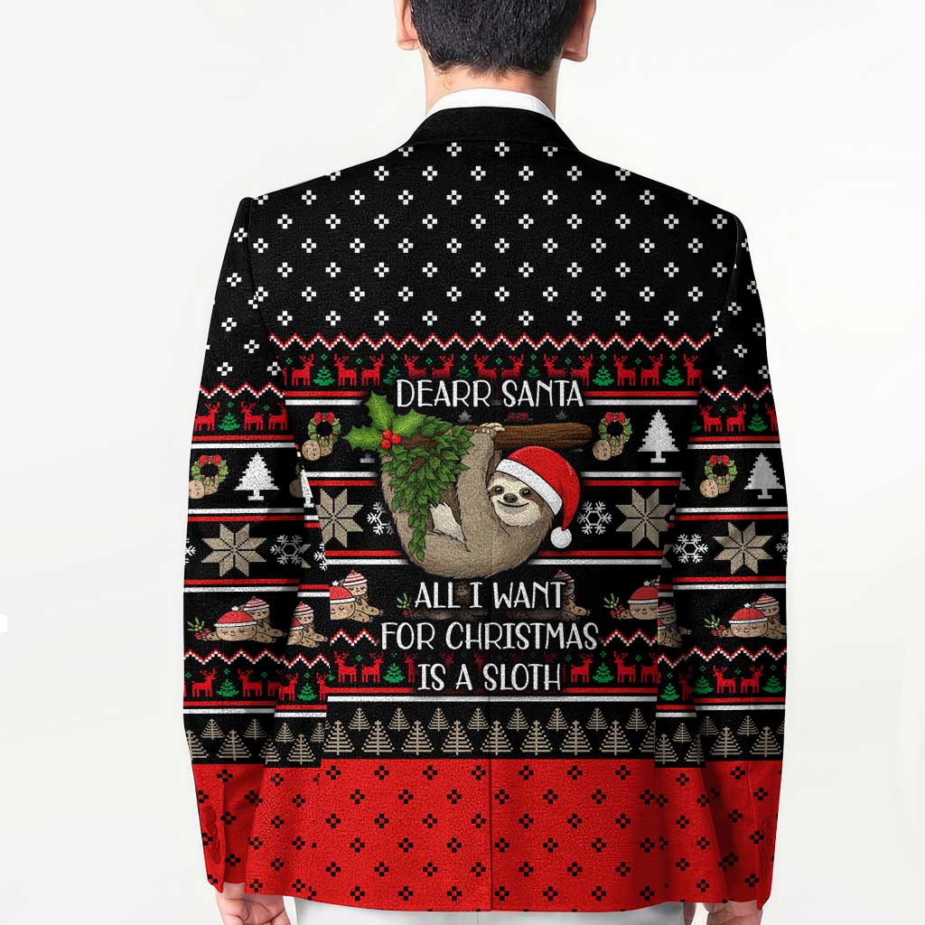 Sloth All I Want For Christmas Blazer Xmas Holiday Patterns - Wonder Print Shop