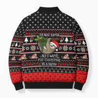 Sloth All I Want For Christmas Bomber Puffer Jacket Xmas Holiday Patterns - Wonder Print Shop