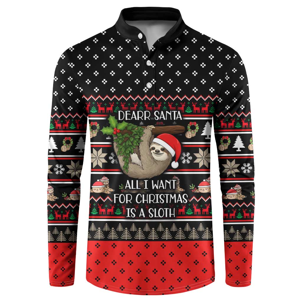 Sloth All I Want For Christmas Button Sweatshirt Xmas Holiday Patterns - Wonder Print Shop