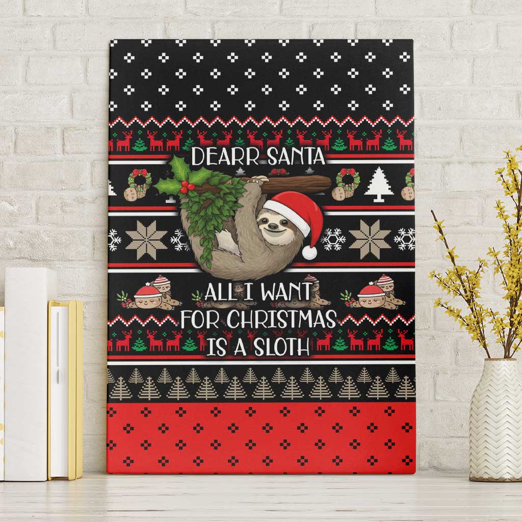 Sloth All I Want For Christmas Canvas Wall Art Xmas Holiday Patterns - Wonder Print Shop