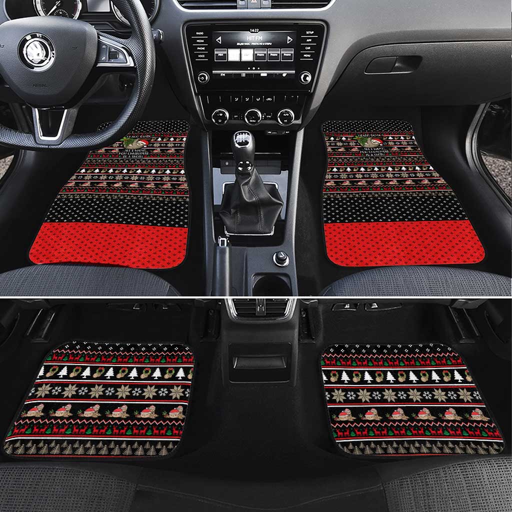 Sloth All I Want For Christmas Car Mats Xmas Holiday Patterns - Wonder Print Shop
