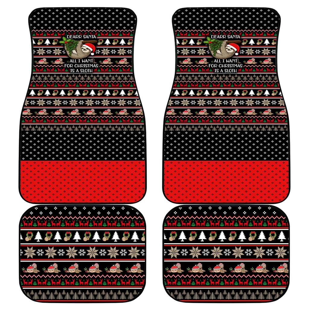 Sloth All I Want For Christmas Car Mats Xmas Holiday Patterns - Wonder Print Shop