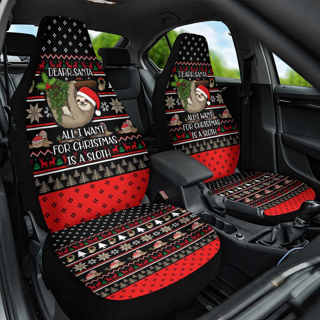 Sloth All I Want For Christmas Car Seat Cover Xmas Holiday Patterns - Wonder Print Shop