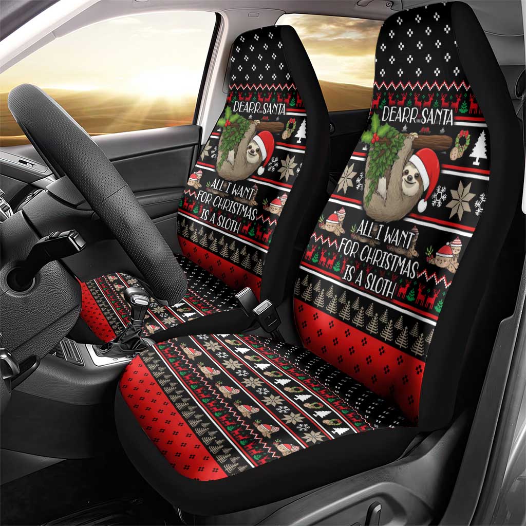 Sloth All I Want For Christmas Car Seat Cover Xmas Holiday Patterns - Wonder Print Shop