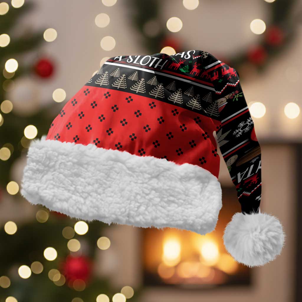Sloth All I Want For Christmas Santa Hat Xmas Holiday Patterns - Wonder Print Shop