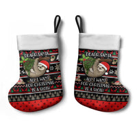 Sloth All I Want For Christmas Stocking Xmas Holiday Patterns - Wonder Print Shop