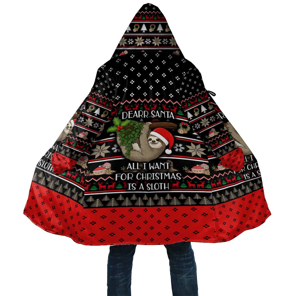Sloth All I Want For Christmas Cloak Xmas Holiday Patterns - Wonder Print Shop
