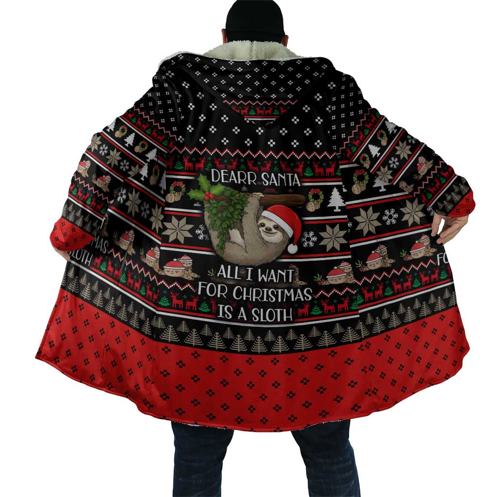 Sloth All I Want For Christmas Cloak Xmas Holiday Patterns - Wonder Print Shop