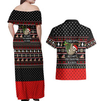Sloth All I Want For Christmas Couples Matching Off Shoulder Maxi Dress and Hawaiian Shirt Xmas Holiday Patterns - Wonder Print Shop
