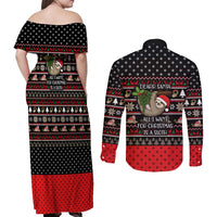 Sloth All I Want For Christmas Couples Matching Off Shoulder Maxi Dress and Long Sleeve Button Shirt Xmas Holiday Patterns - Wonder Print Shop