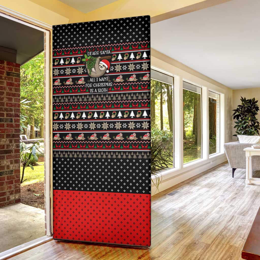 Sloth All I Want For Christmas Door Cover Xmas Holiday Patterns - Wonder Print Shop