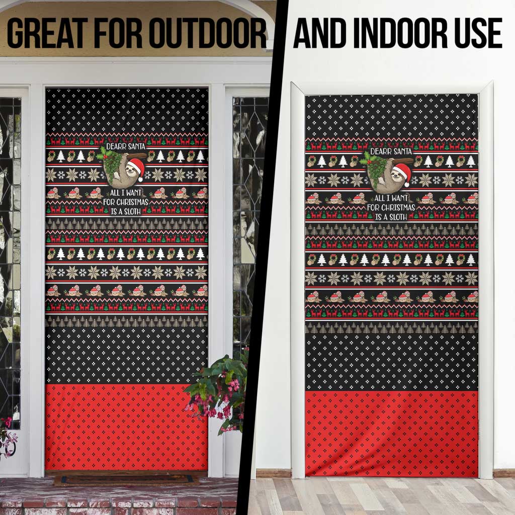 Sloth All I Want For Christmas Door Cover Xmas Holiday Patterns - Wonder Print Shop