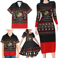 Sloth All I Want For Christmas Family Matching Long Sleeve Bodycon Dress and Hawaiian Shirt Xmas Holiday Patterns - Wonder Print Shop