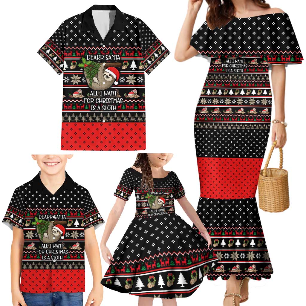 Sloth All I Want For Christmas Family Matching Mermaid Dress and Hawaiian Shirt Xmas Holiday Patterns - Wonder Print Shop