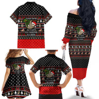 Sloth All I Want For Christmas Family Matching Off The Shoulder Long Sleeve Dress and Hawaiian Shirt Xmas Holiday Patterns - Wonder Print Shop