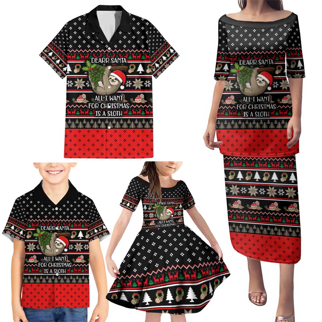 Sloth All I Want For Christmas Family Matching Puletasi and Hawaiian Shirt Xmas Holiday Patterns - Wonder Print Shop