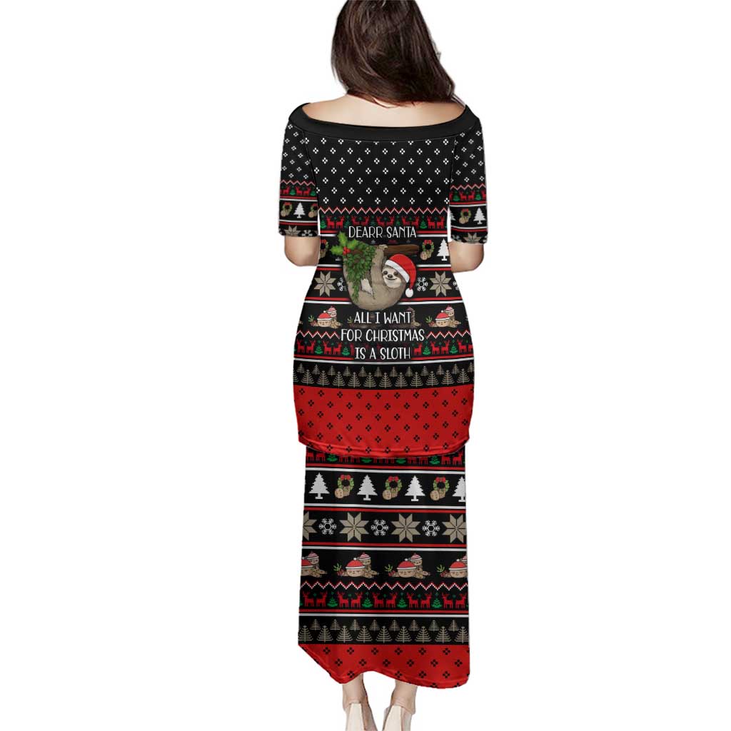 Sloth All I Want For Christmas Family Matching Puletasi and Hawaiian Shirt Xmas Holiday Patterns - Wonder Print Shop