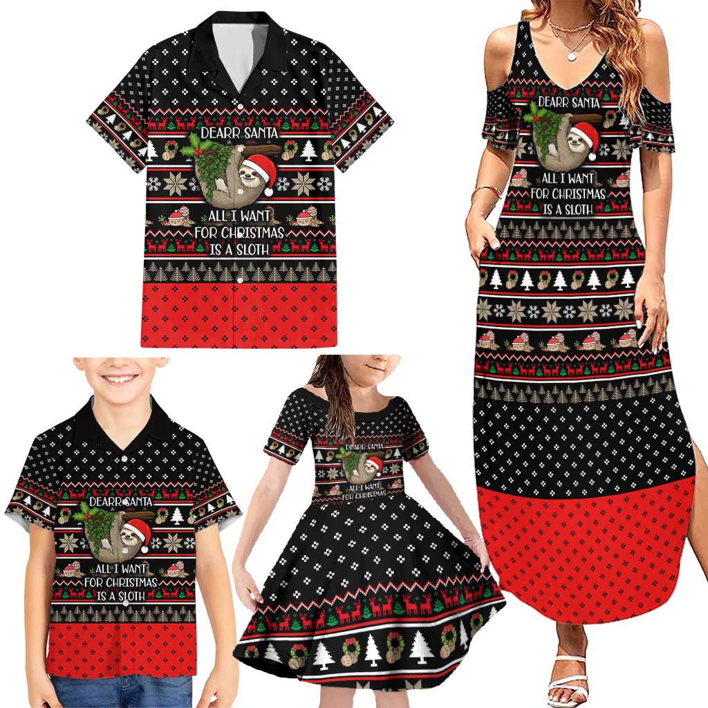 Sloth All I Want For Christmas Family Matching Summer Maxi Dress and Hawaiian Shirt Xmas Holiday Patterns - Wonder Print Shop