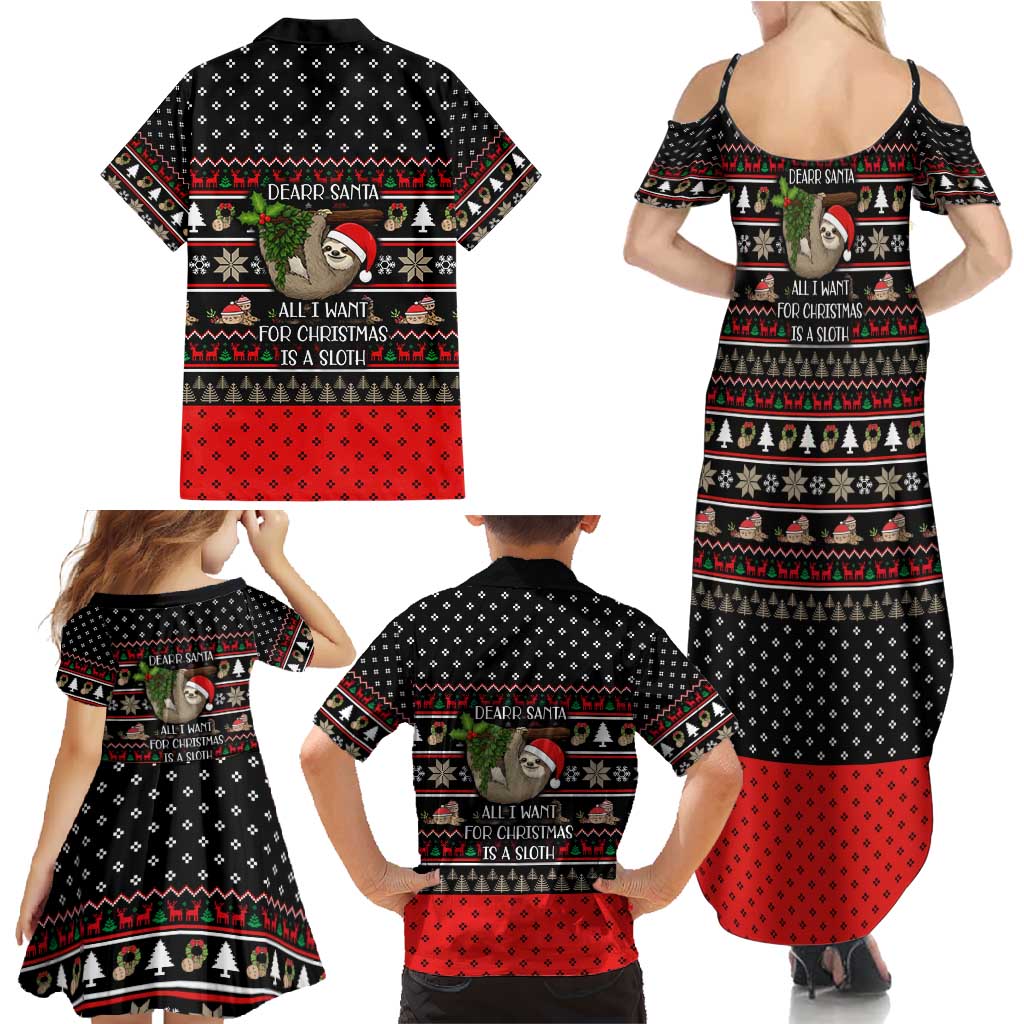 Sloth All I Want For Christmas Family Matching Summer Maxi Dress and Hawaiian Shirt Xmas Holiday Patterns - Wonder Print Shop