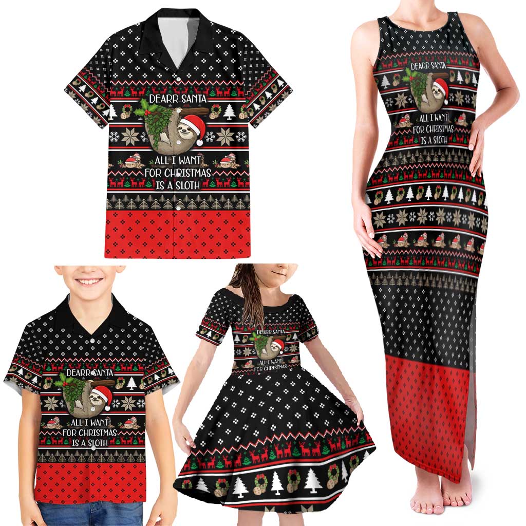 Sloth All I Want For Christmas Family Matching Tank Maxi Dress and Hawaiian Shirt Xmas Holiday Patterns - Wonder Print Shop