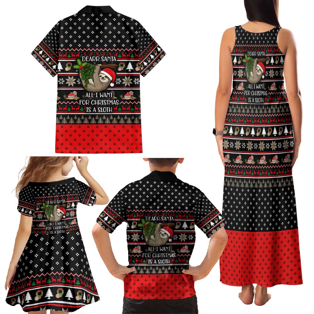 Sloth All I Want For Christmas Family Matching Tank Maxi Dress and Hawaiian Shirt Xmas Holiday Patterns - Wonder Print Shop
