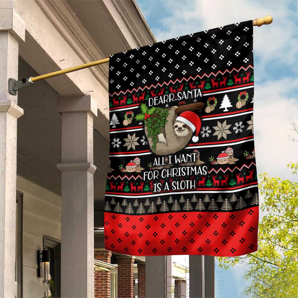 Sloth All I Want For Christmas Garden Flag Xmas Holiday Patterns - Wonder Print Shop