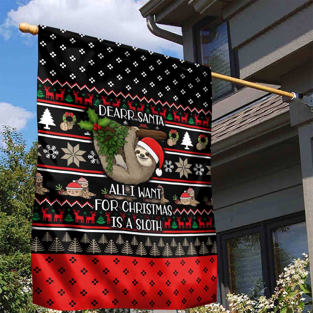 Sloth All I Want For Christmas Garden Flag Xmas Holiday Patterns - Wonder Print Shop