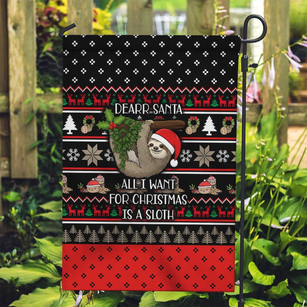 Sloth All I Want For Christmas Garden Flag Xmas Holiday Patterns - Wonder Print Shop