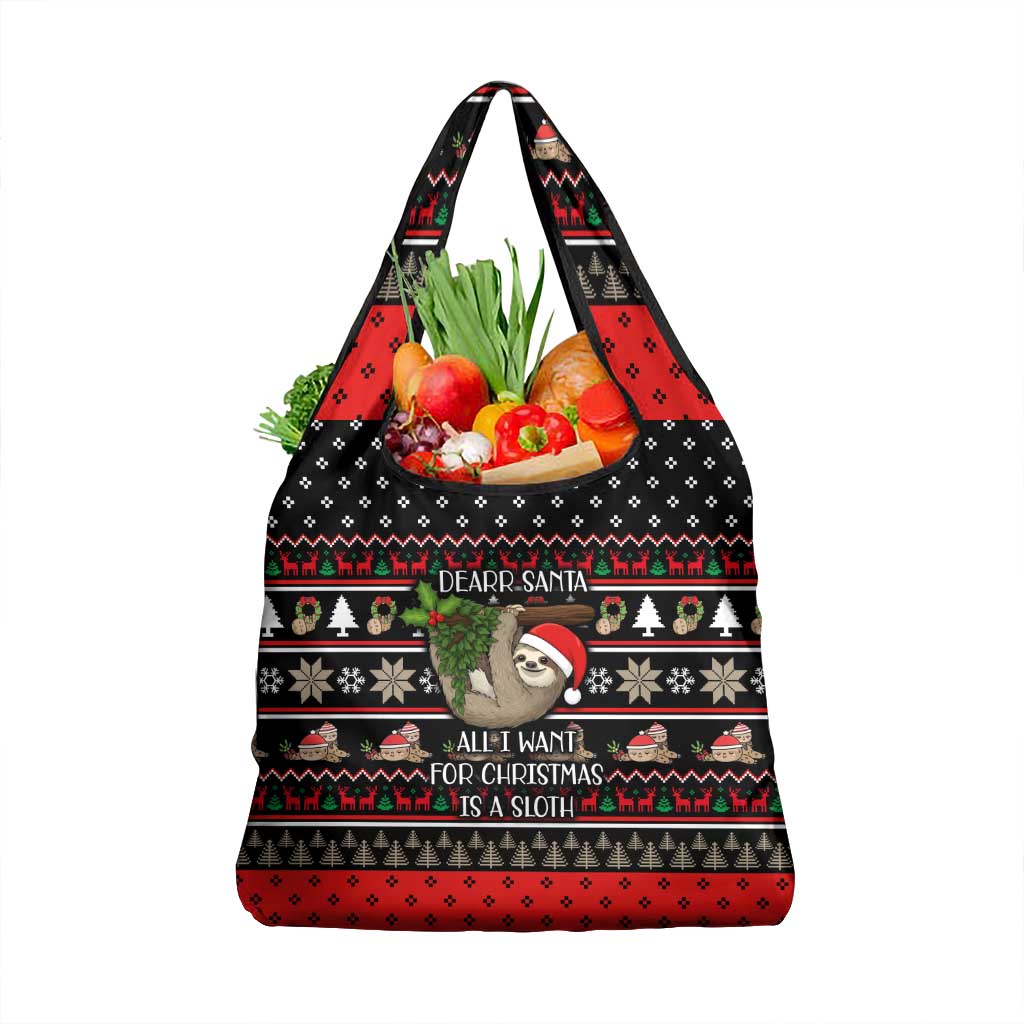 Sloth All I Want For Christmas Grocery Bag Xmas Holiday Patterns - Wonder Print Shop