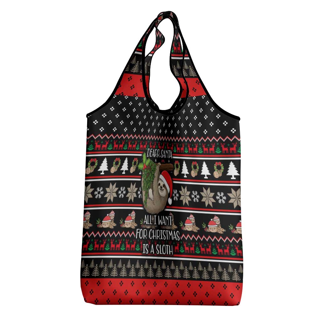 Sloth All I Want For Christmas Grocery Bag Xmas Holiday Patterns - Wonder Print Shop