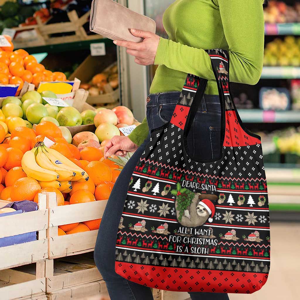 Sloth All I Want For Christmas Grocery Bag Xmas Holiday Patterns - Wonder Print Shop