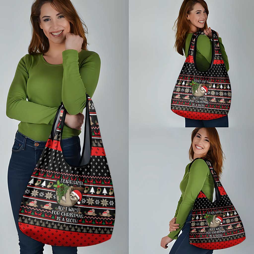 Sloth All I Want For Christmas Grocery Bag Xmas Holiday Patterns - Wonder Print Shop