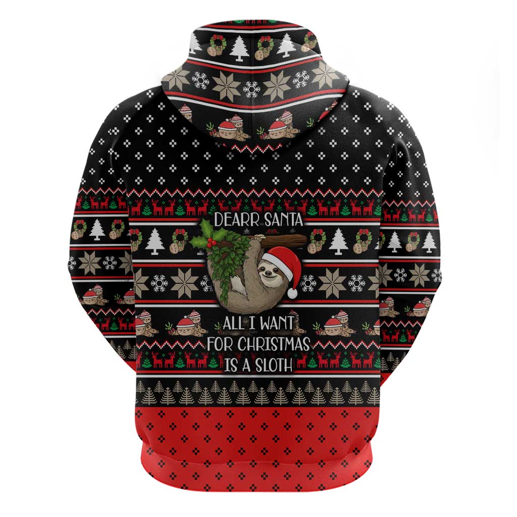 Sloth All I Want For Christmas Hoodie Xmas Holiday Patterns - Wonder Print Shop