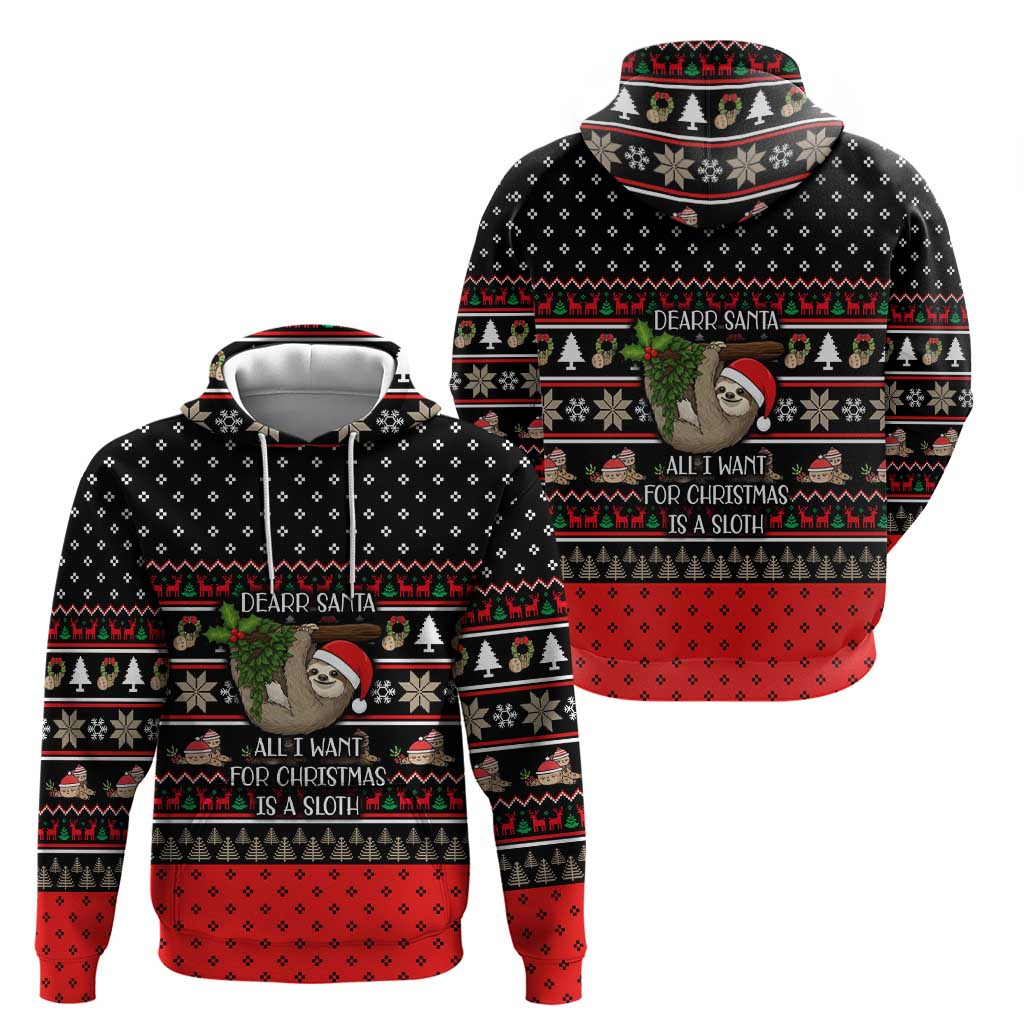 Sloth All I Want For Christmas Hoodie Xmas Holiday Patterns - Wonder Print Shop