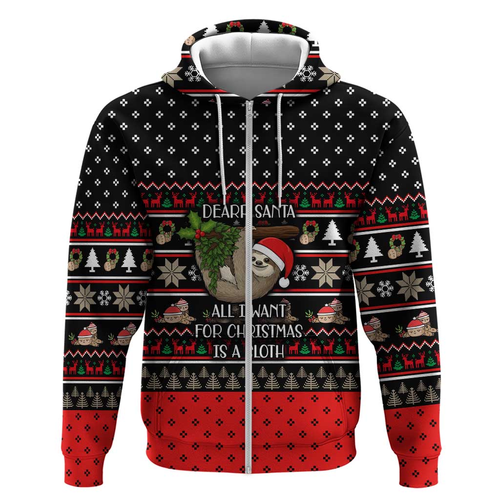 Sloth All I Want For Christmas Hoodie Xmas Holiday Patterns - Wonder Print Shop